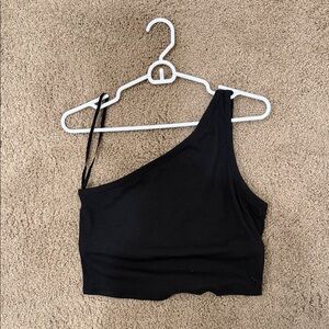 PINK Victoria's Secret Black One-Shoulder Crop Top